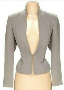 Sutton Studio Beige Open Front Wrap Tie Long Sleev